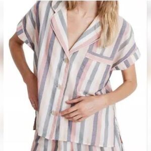 Madewell Women’s M Multi Pastel Stripe 100% Cotton SS Button-Down PJ Shirt NWOT
